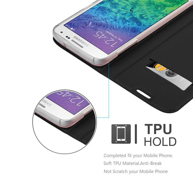 Cadorabo Hülle kompatibel mit Samsung Galaxy ALPHA Schutzhülle mit Magnetverschluss, Standfunktion und Kartenfach