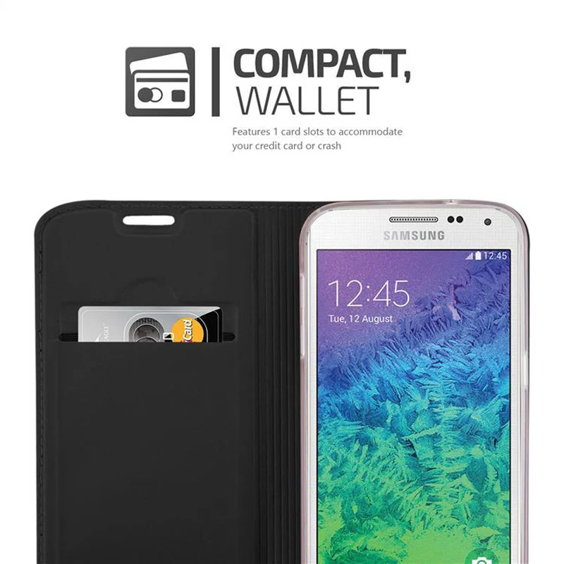 Cadorabo Hülle kompatibel mit Samsung Galaxy ALPHA Schutzhülle mit Magnetverschluss, Standfunktion und Kartenfach