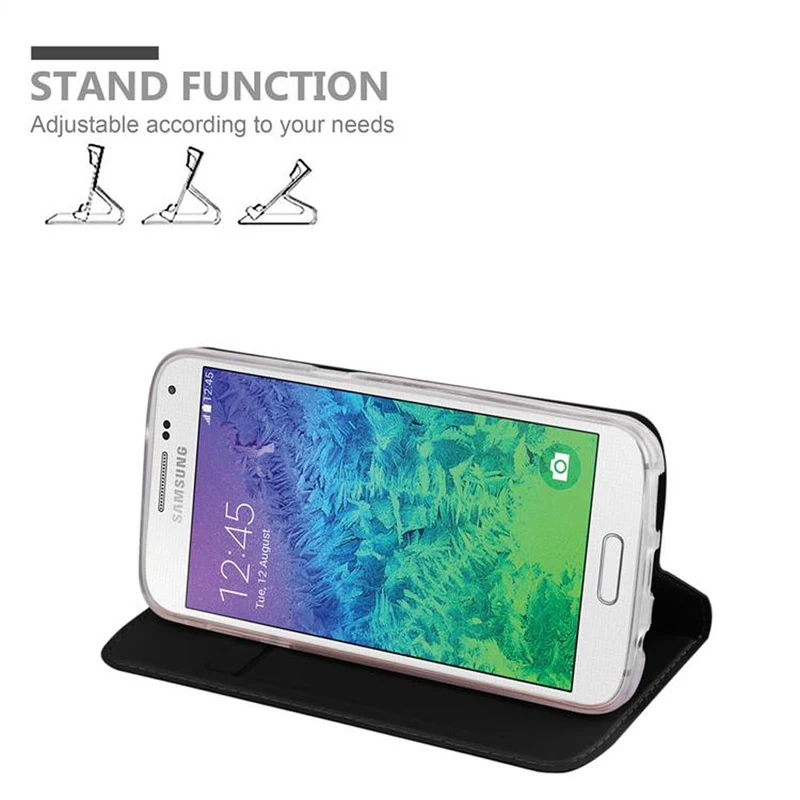 Cadorabo Hülle kompatibel mit Samsung Galaxy ALPHA Schutzhülle mit Magnetverschluss, Standfunktion und Kartenfach