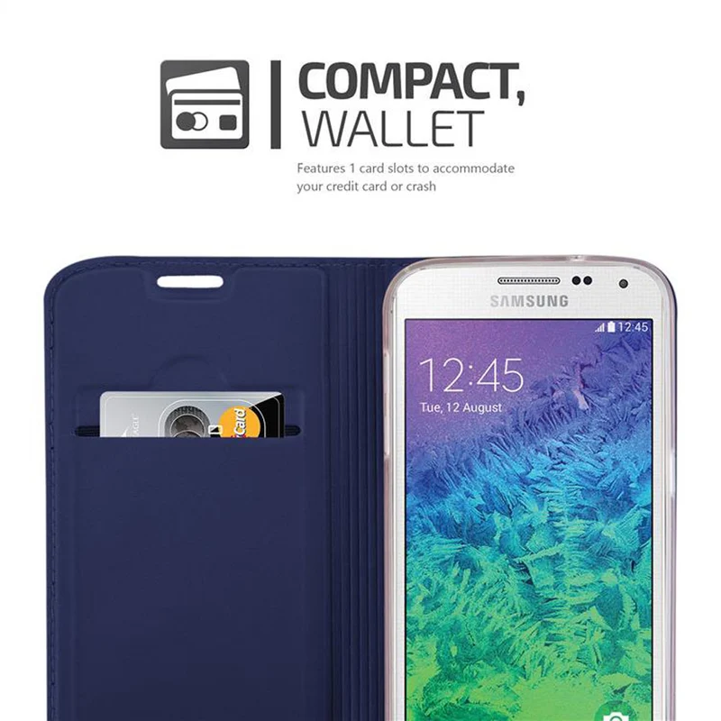 Cadorabo Hülle kompatibel mit Samsung Galaxy ALPHA Schutzhülle mit Magnetverschluss, Standfunktion und Kartenfach