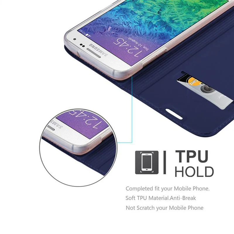 Cadorabo Hülle kompatibel mit Samsung Galaxy ALPHA Schutzhülle mit Magnetverschluss, Standfunktion und Kartenfach