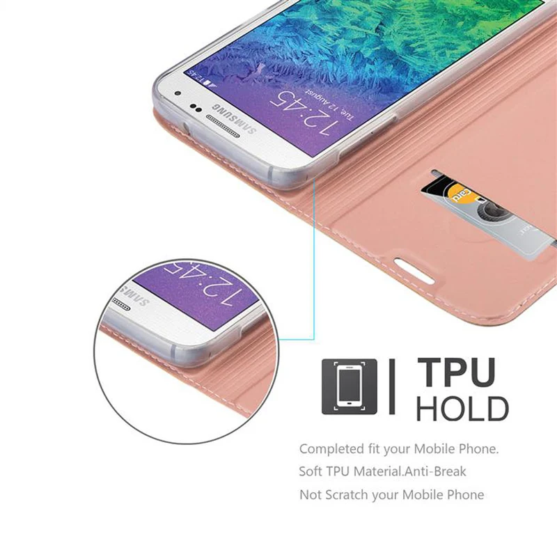 Cadorabo Hülle kompatibel mit Samsung Galaxy ALPHA Schutzhülle mit Magnetverschluss, Standfunktion und Kartenfach