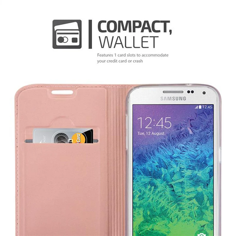 Cadorabo Hülle kompatibel mit Samsung Galaxy ALPHA Schutzhülle mit Magnetverschluss, Standfunktion und Kartenfach