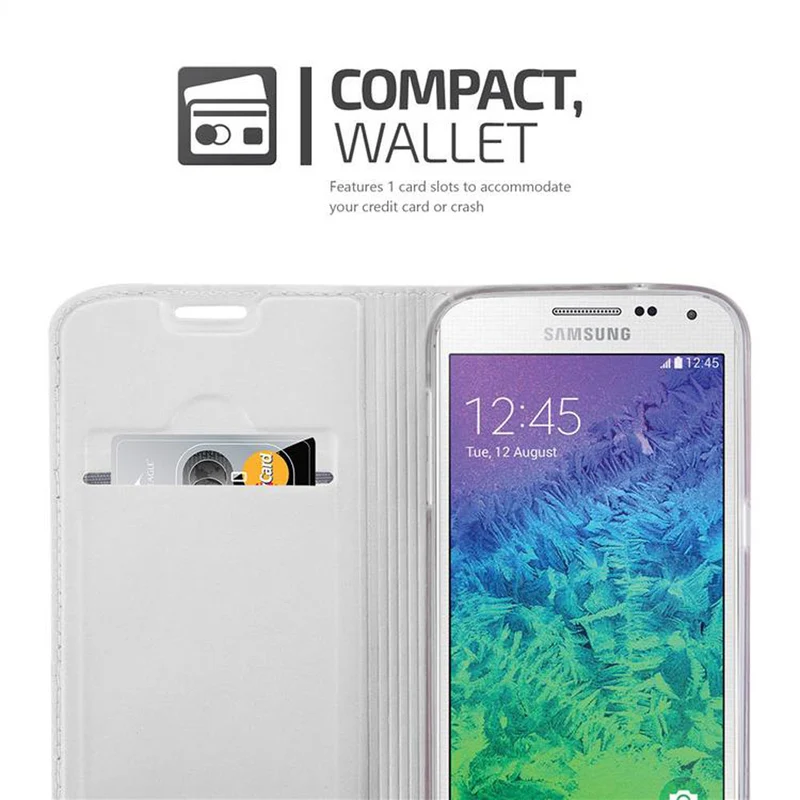 Cadorabo Hülle kompatibel mit Samsung Galaxy ALPHA Schutzhülle mit Magnetverschluss, Standfunktion und Kartenfach