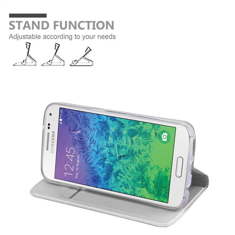 Cadorabo Hülle kompatibel mit Samsung Galaxy ALPHA Schutzhülle mit Magnetverschluss, Standfunktion und Kartenfach