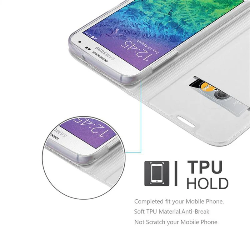 Cadorabo Hülle kompatibel mit Samsung Galaxy ALPHA Schutzhülle mit Magnetverschluss, Standfunktion und Kartenfach