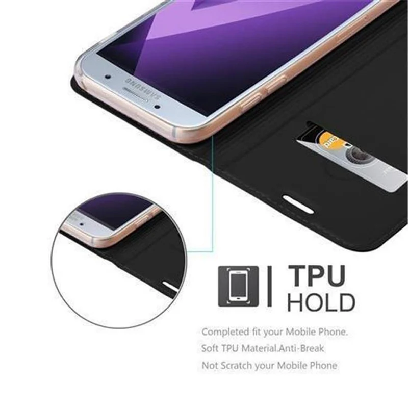 Cadorabo Hülle kompatibel mit Samsung Galaxy A5 2017 Schutzhülle mit Magnetverschluss, Standfunktion und Kartenfach