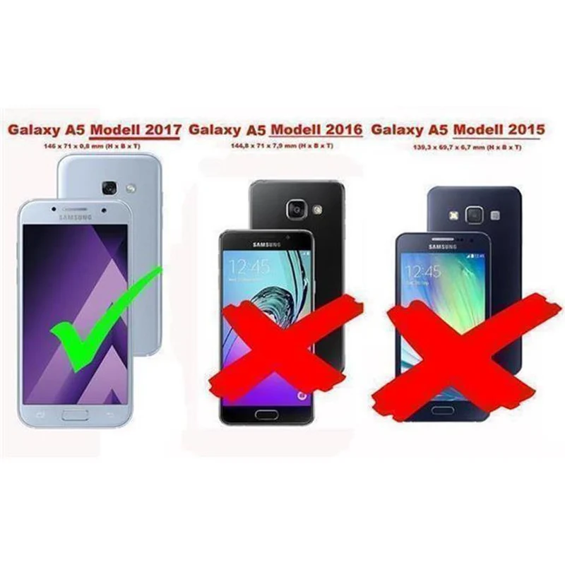 Cadorabo Hülle kompatibel mit Samsung Galaxy A5 2017 Schutzhülle mit Magnetverschluss, Standfunktion und Kartenfach