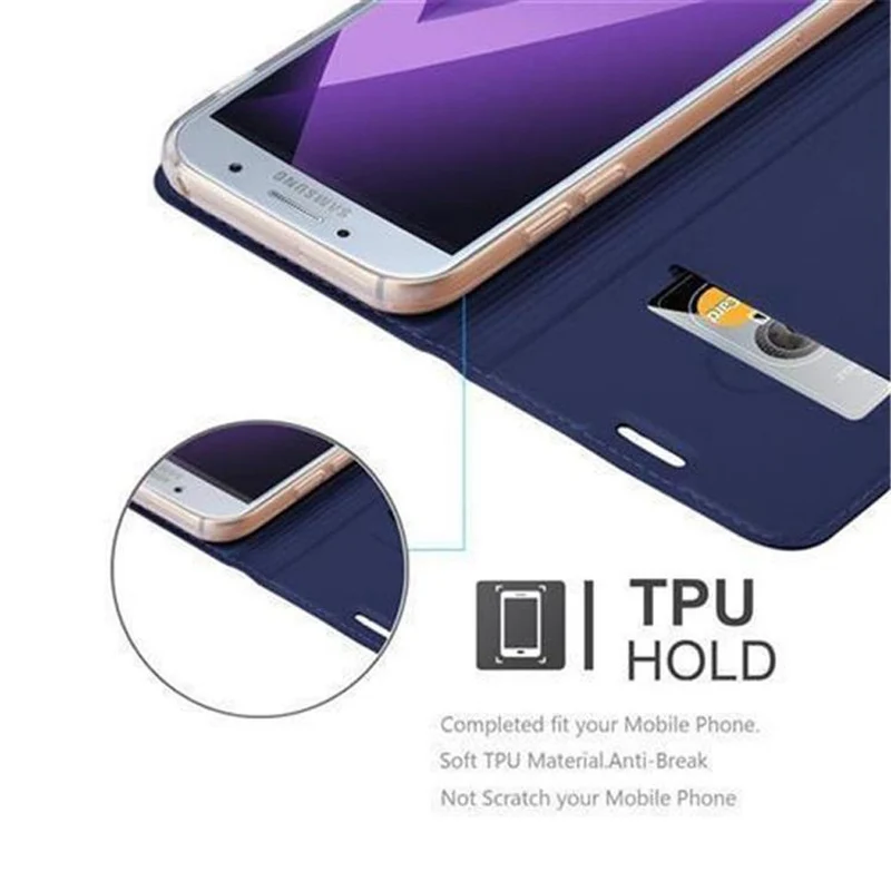 Cadorabo Hülle kompatibel mit Samsung Galaxy A5 2017 Schutzhülle mit Magnetverschluss, Standfunktion und Kartenfach