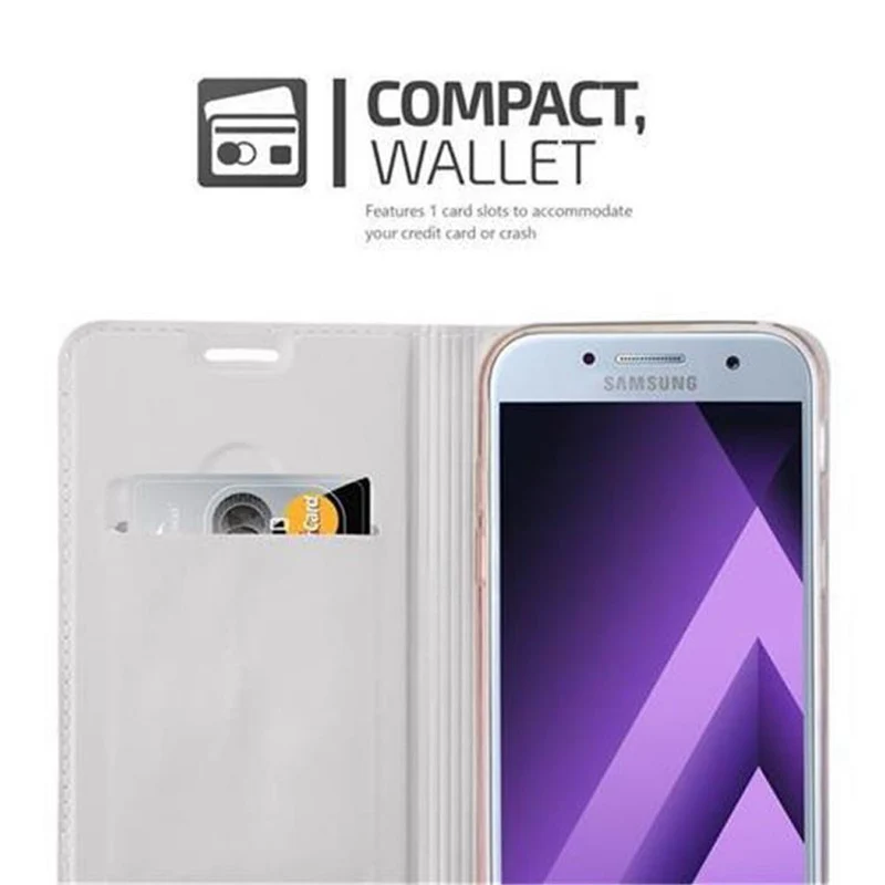 Cadorabo Hülle kompatibel mit Samsung Galaxy A5 2017 Schutzhülle mit Magnetverschluss, Standfunktion und Kartenfach