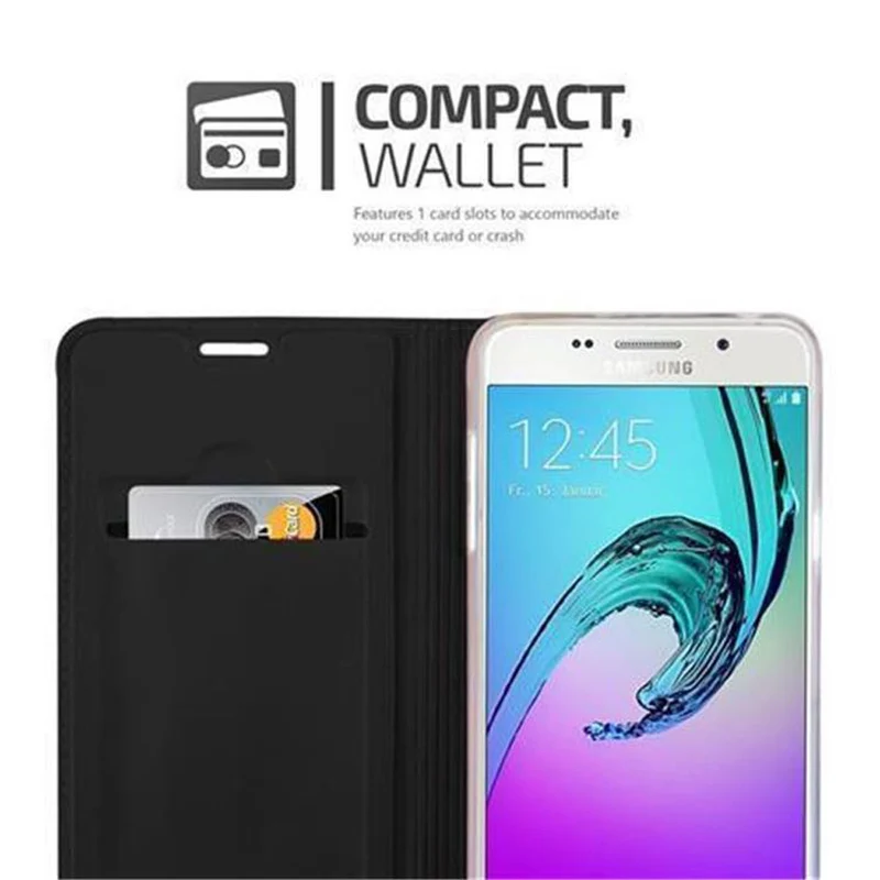 Cadorabo Hülle kompatibel mit Samsung Galaxy A5 2016 Schutzhülle mit Magnetverschluss, Standfunktion und Kartenfach
