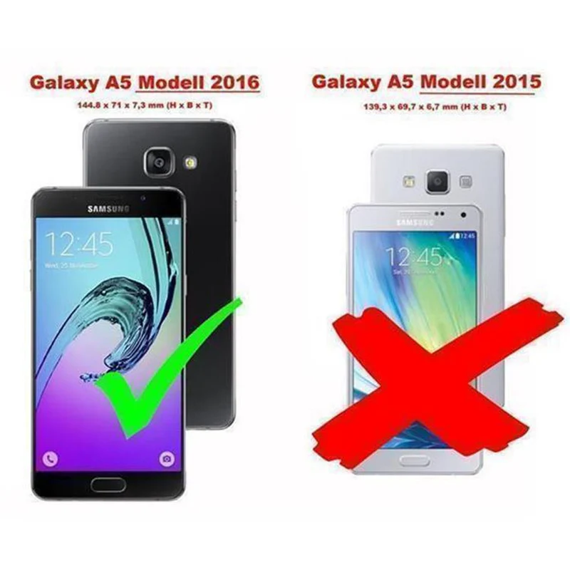 Cadorabo Hülle kompatibel mit Samsung Galaxy A5 2016 Schutzhülle mit Magnetverschluss, Standfunktion und Kartenfach