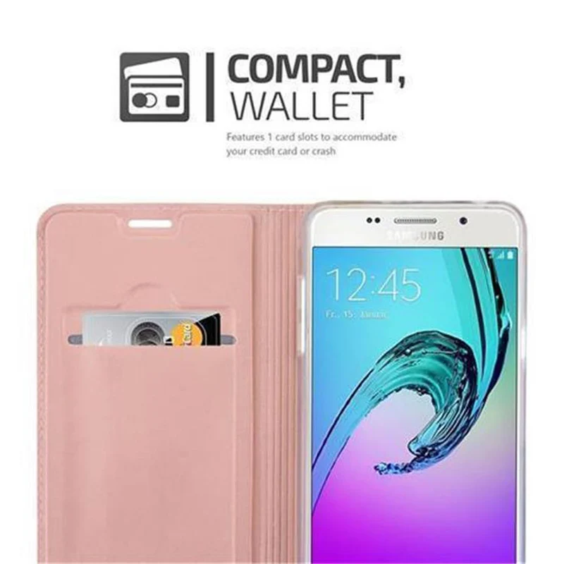Cadorabo Hülle kompatibel mit Samsung Galaxy A5 2016 Schutzhülle mit Magnetverschluss, Standfunktion und Kartenfach