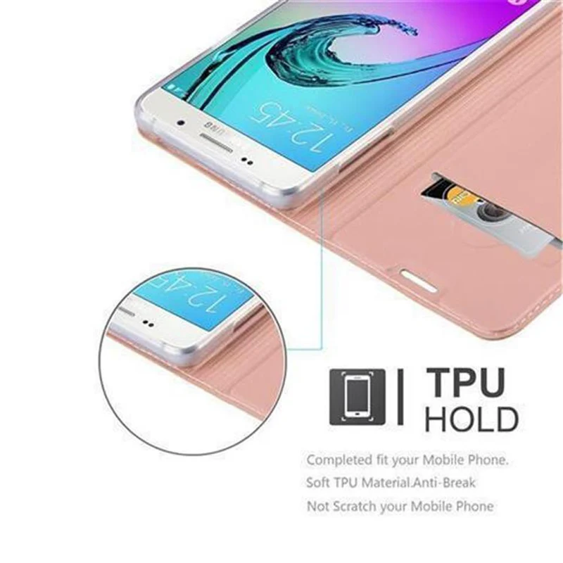 Cadorabo Hülle kompatibel mit Samsung Galaxy A5 2016 Schutzhülle mit Magnetverschluss, Standfunktion und Kartenfach