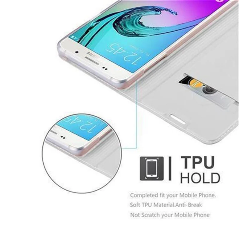 Cadorabo Hülle kompatibel mit Samsung Galaxy A5 2016 Schutzhülle mit Magnetverschluss, Standfunktion und Kartenfach