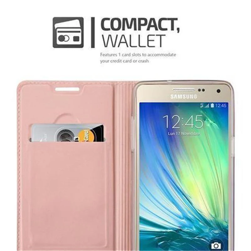 Cadorabo Hülle kompatibel mit Samsung Galaxy A5 2015 Schutzhülle mit Magnetverschluss, Standfunktion und Kartenfach