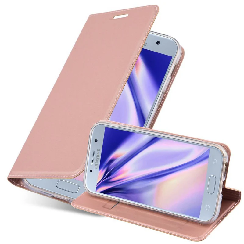 Cadorabo Hülle kompatibel mit Samsung Galaxy A3 2017 Schutzhülle mit Magnetverschluss, Standfunktion und Kartenfach