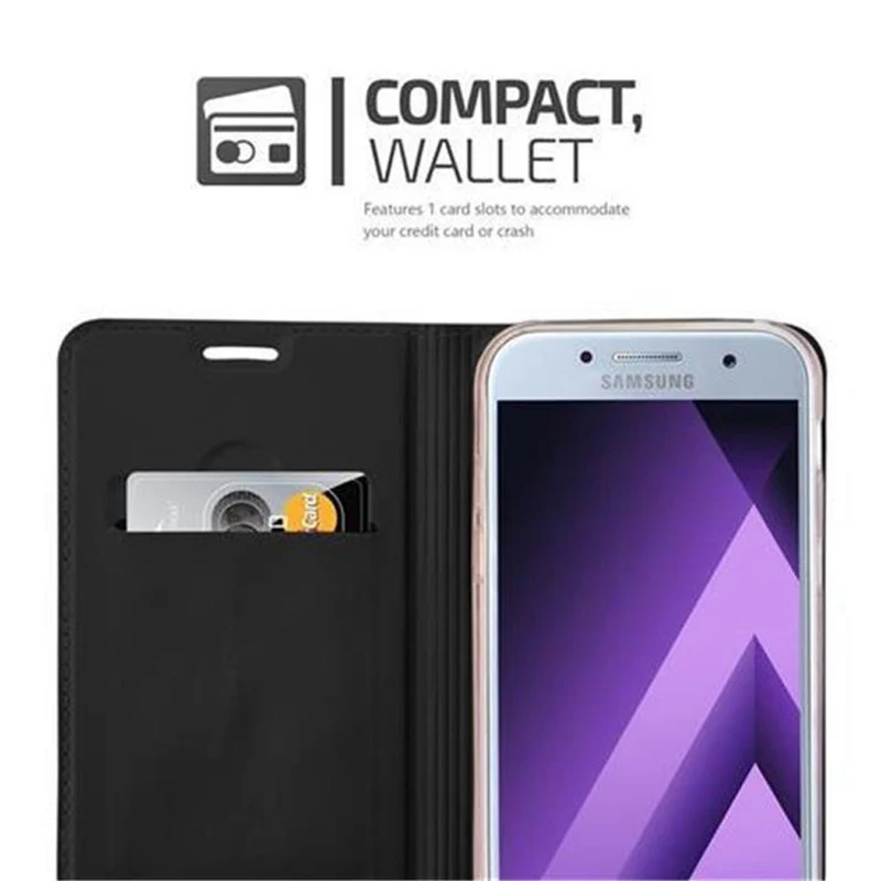 Cadorabo Hülle kompatibel mit Samsung Galaxy A3 2017 Schutzhülle mit Magnetverschluss, Standfunktion und Kartenfach