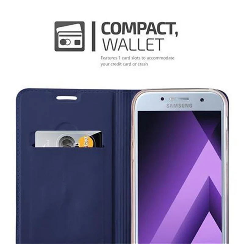 Cadorabo Hülle kompatibel mit Samsung Galaxy A3 2017 Schutzhülle mit Magnetverschluss, Standfunktion und Kartenfach