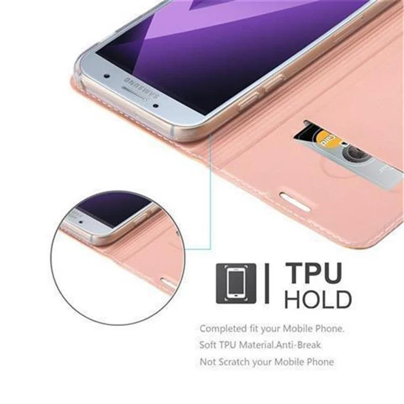 Cadorabo Hülle kompatibel mit Samsung Galaxy A3 2017 Schutzhülle mit Magnetverschluss, Standfunktion und Kartenfach