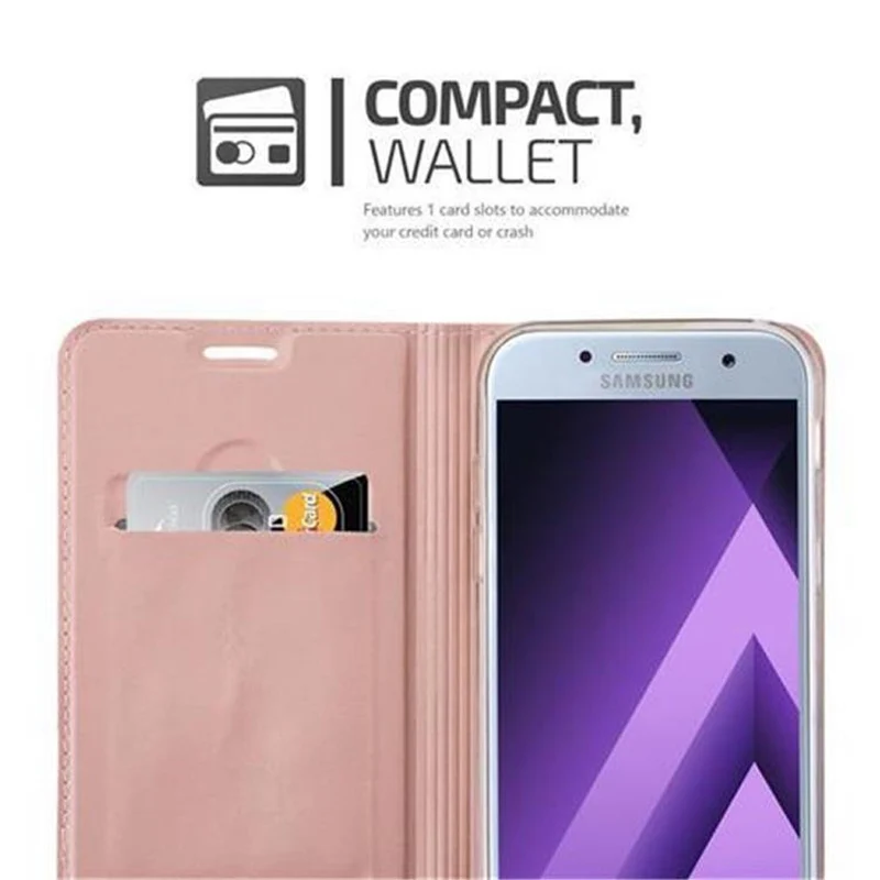 Cadorabo Hülle kompatibel mit Samsung Galaxy A3 2017 Schutzhülle mit Magnetverschluss, Standfunktion und Kartenfach