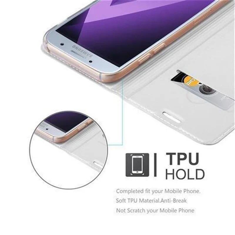 Cadorabo Hülle kompatibel mit Samsung Galaxy A3 2017 Schutzhülle mit Magnetverschluss, Standfunktion und Kartenfach