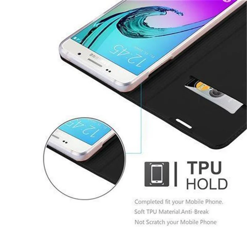 Cadorabo Hülle kompatibel mit Samsung Galaxy A3 2016 Schutzhülle mit Magnetverschluss, Standfunktion und Kartenfach