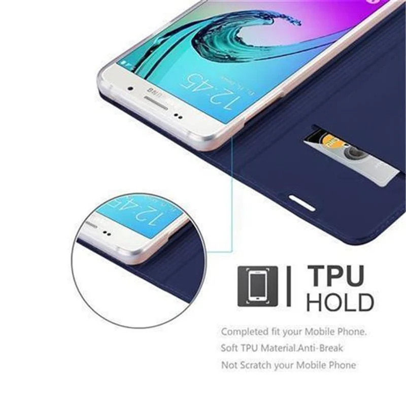 Cadorabo Hülle kompatibel mit Samsung Galaxy A3 2016 Schutzhülle mit Magnetverschluss, Standfunktion und Kartenfach