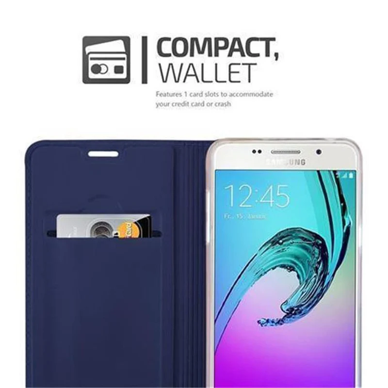 Cadorabo Hülle kompatibel mit Samsung Galaxy A3 2016 Schutzhülle mit Magnetverschluss, Standfunktion und Kartenfach