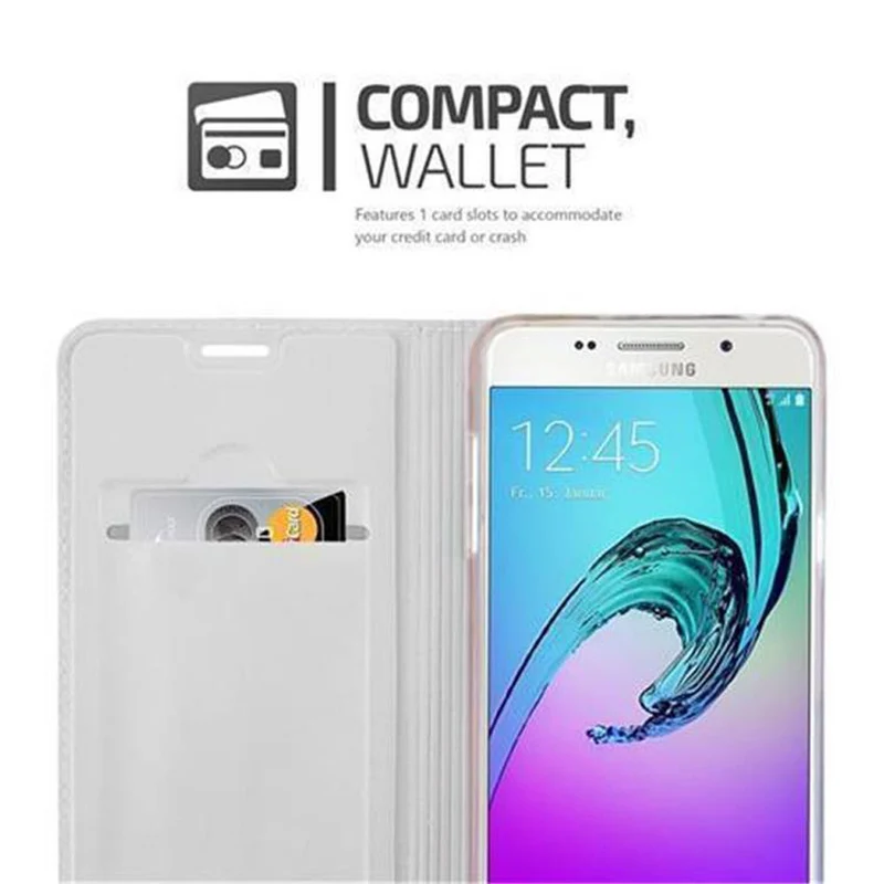 Cadorabo Hülle kompatibel mit Samsung Galaxy A3 2016 Schutzhülle mit Magnetverschluss, Standfunktion und Kartenfach