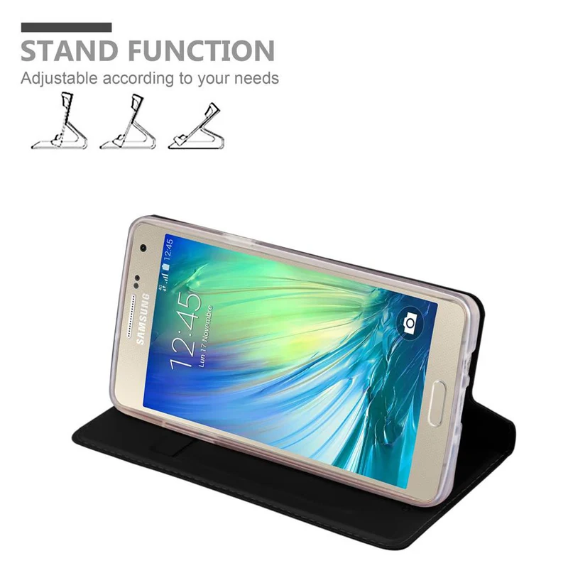 Cadorabo Hülle kompatibel mit Samsung Galaxy A3 2015 Schutzhülle mit Magnetverschluss, Standfunktion und Kartenfach