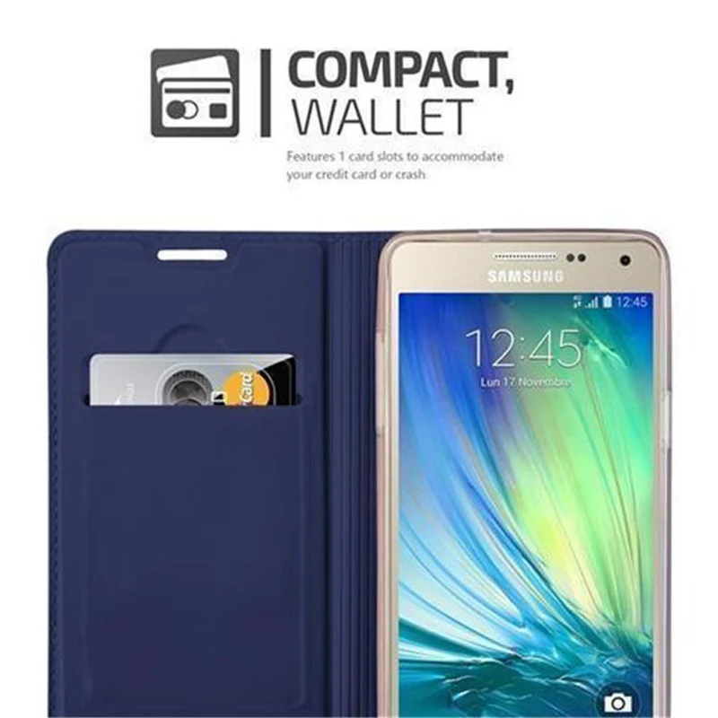 Cadorabo Hülle kompatibel mit Samsung Galaxy A3 2015 Schutzhülle mit Magnetverschluss, Standfunktion und Kartenfach