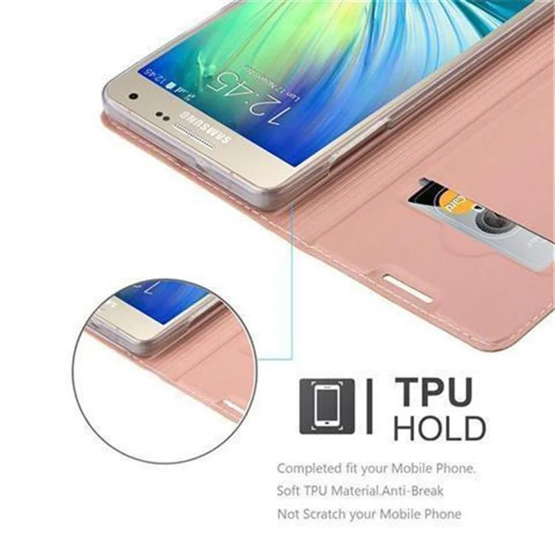 Cadorabo Hülle kompatibel mit Samsung Galaxy A3 2015 Schutzhülle mit Magnetverschluss, Standfunktion und Kartenfach