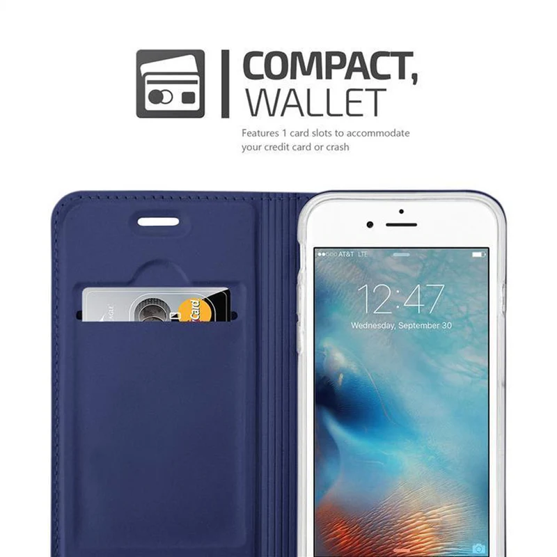 Cadorabo Hülle kompatibel mit Apple iPhone 6 / 6S Schutzhülle mit Magnetverschluss, Standfunktion und Kartenfach
