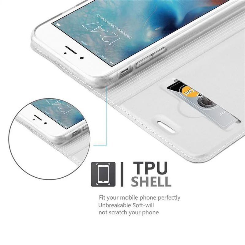 Cadorabo Hülle kompatibel mit Apple iPhone 6 / 6S Schutzhülle mit Magnetverschluss, Standfunktion und Kartenfach