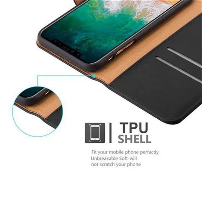 Cadorabo Hülle kompatibel mit Apple iPhone X / XS Schutzhülle mit Magnetverschluss, Standfunktion und Kartenfach