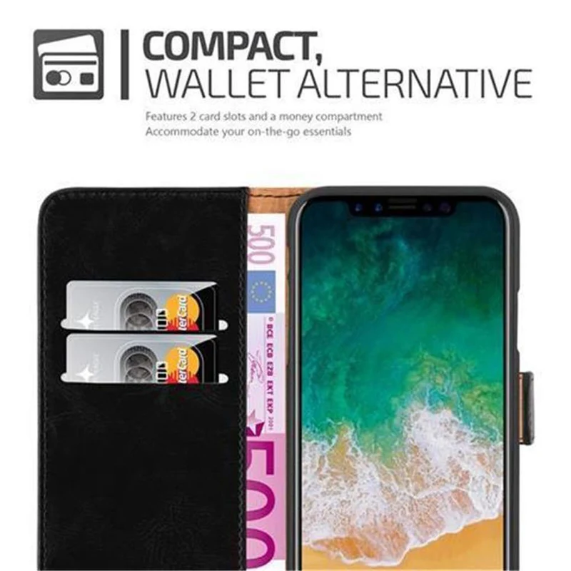 Cadorabo Hülle kompatibel mit Apple iPhone X / XS Schutzhülle mit Magnetverschluss, Standfunktion und Kartenfach