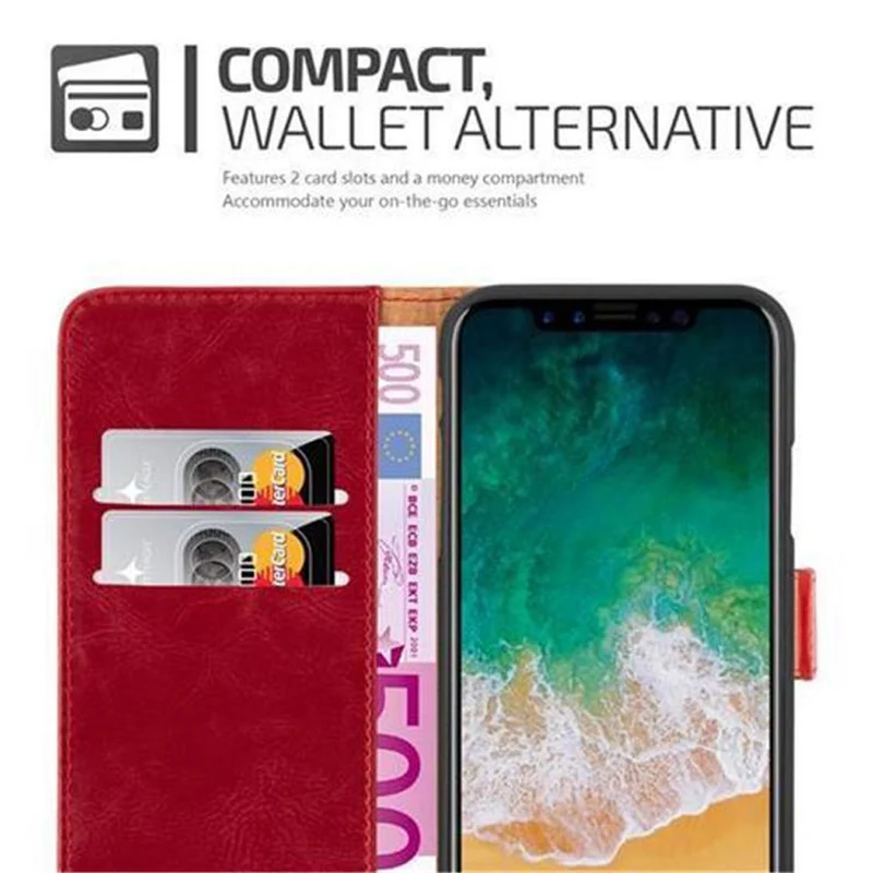Cadorabo Hülle kompatibel mit Apple iPhone X / XS Schutzhülle mit Magnetverschluss, Standfunktion und Kartenfach