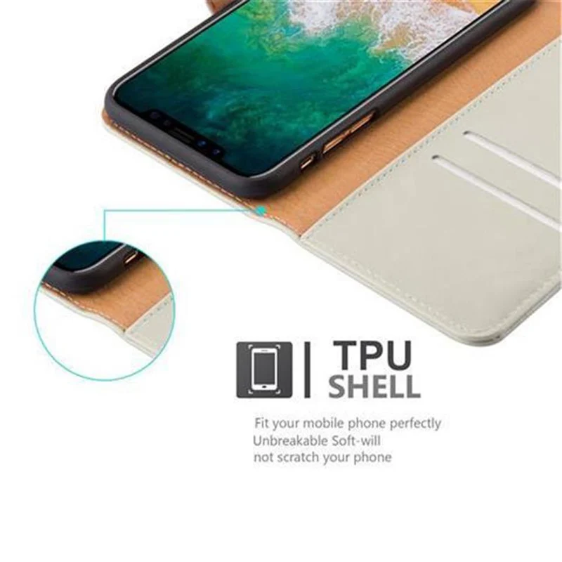 Cadorabo Hülle kompatibel mit Apple iPhone X / XS Schutzhülle mit Magnetverschluss, Standfunktion und Kartenfach