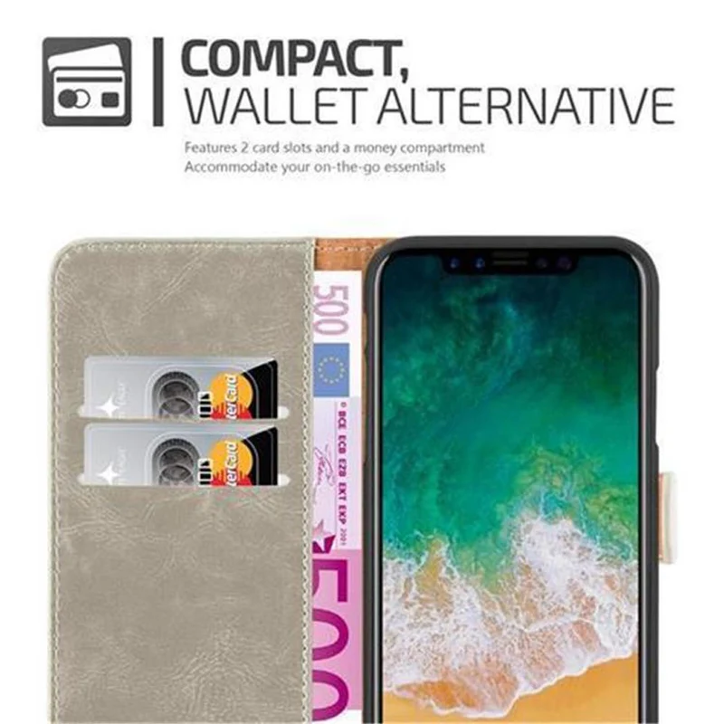 Cadorabo Hülle kompatibel mit Apple iPhone X / XS Schutzhülle mit Magnetverschluss, Standfunktion und Kartenfach