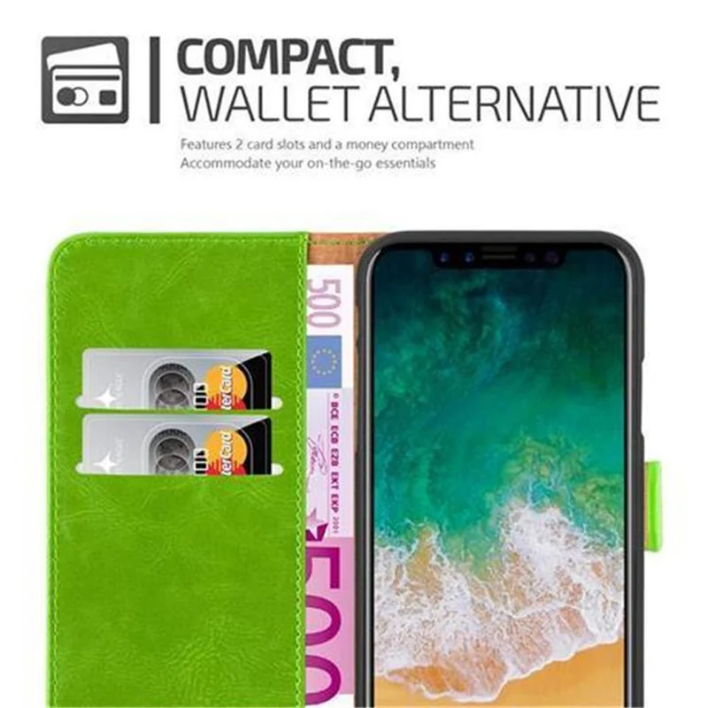 Cadorabo Hülle kompatibel mit Apple iPhone X / XS Schutzhülle mit Magnetverschluss, Standfunktion und Kartenfach