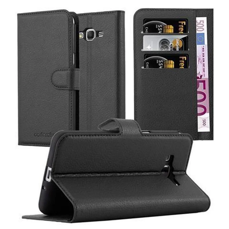 Cadorabo Hülle kompatibel mit Samsung Galaxy GRAND PRIME Schutzhülle mit Magnetverschluss, Standfunktion und Kartenfach