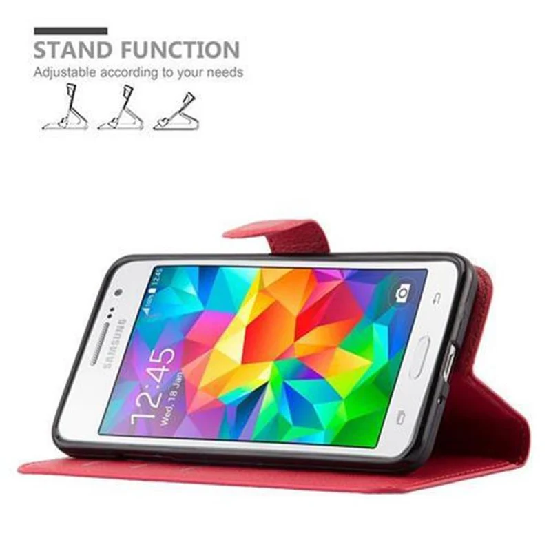 Cadorabo Hülle kompatibel mit Samsung Galaxy GRAND PRIME Schutzhülle mit Magnetverschluss, Standfunktion und Kartenfach
