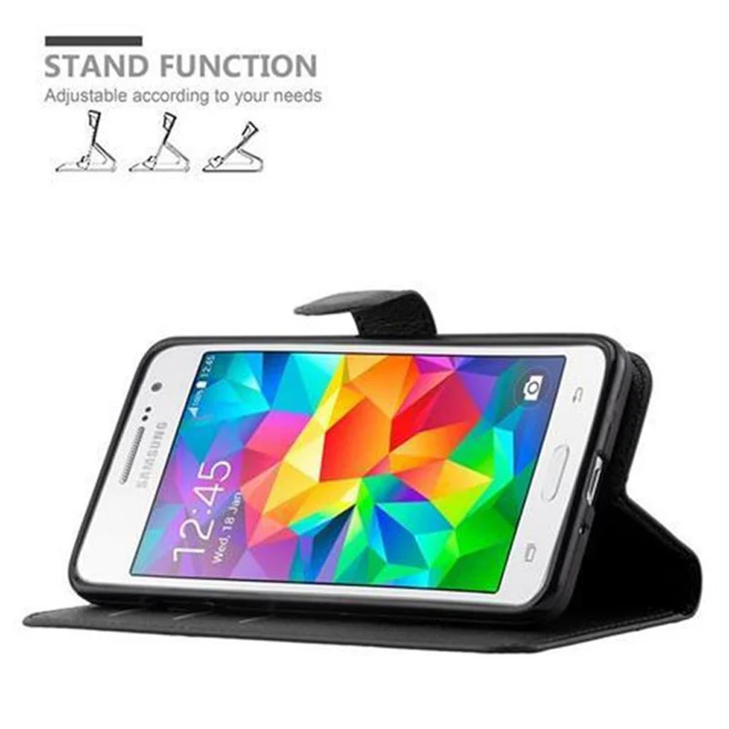 Cadorabo Hülle kompatibel mit Samsung Galaxy GRAND PRIME Schutzhülle mit Magnetverschluss, Standfunktion und Kartenfach