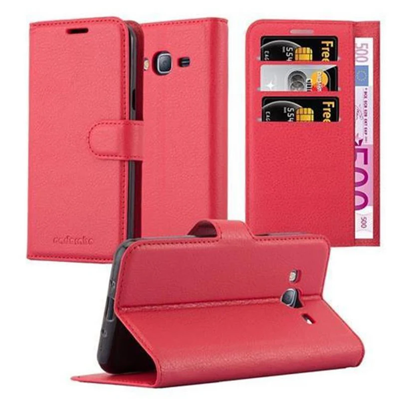 Cadorabo Hülle kompatibel mit Samsung Galaxy J3 2016 Schutzhülle mit Magnetverschluss, Standfunktion und Kartenfach