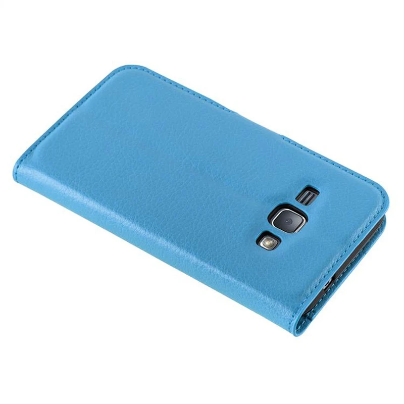 Cadorabo Hülle kompatibel mit Samsung Galaxy J1 2015 Schutzhülle mit Magnetverschluss, Standfunktion und Kartenfach