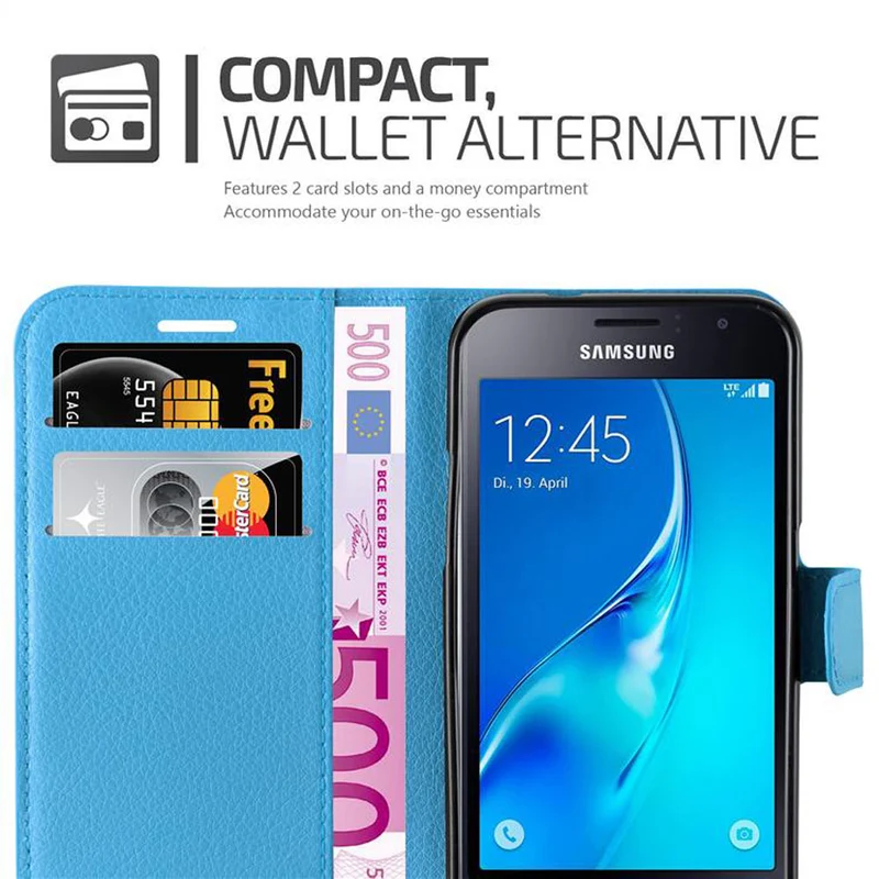 Cadorabo Hülle kompatibel mit Samsung Galaxy J1 2015 Schutzhülle mit Magnetverschluss, Standfunktion und Kartenfach