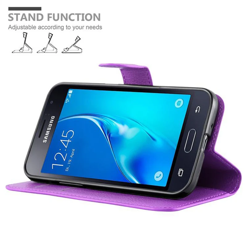 Cadorabo Hülle kompatibel mit Samsung Galaxy J1 2015 Schutzhülle mit Magnetverschluss, Standfunktion und Kartenfach