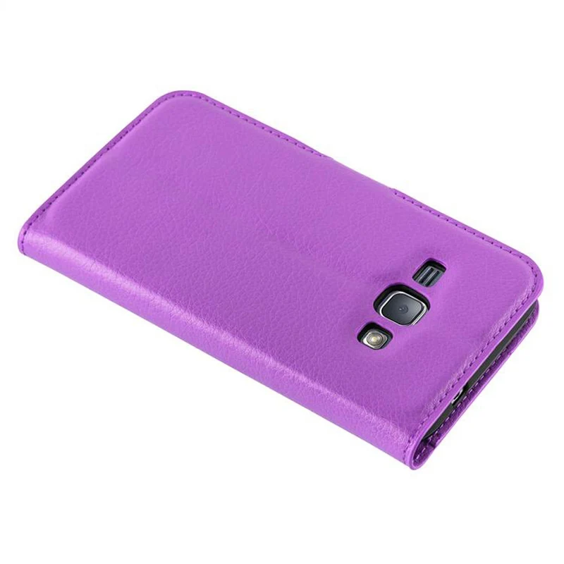 Cadorabo Hülle kompatibel mit Samsung Galaxy J1 2015 Schutzhülle mit Magnetverschluss, Standfunktion und Kartenfach