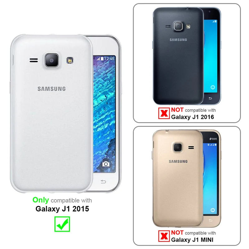 Cadorabo Hülle kompatibel mit Samsung Galaxy J1 2015 Schutzhülle mit Magnetverschluss, Standfunktion und Kartenfach
